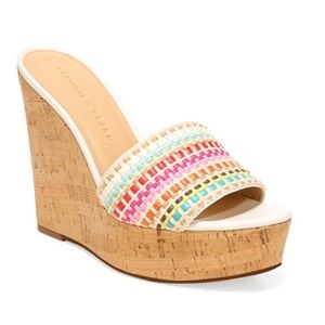 VERONICA BEARD Dali Raffia Wedge Sandals Size 10 New